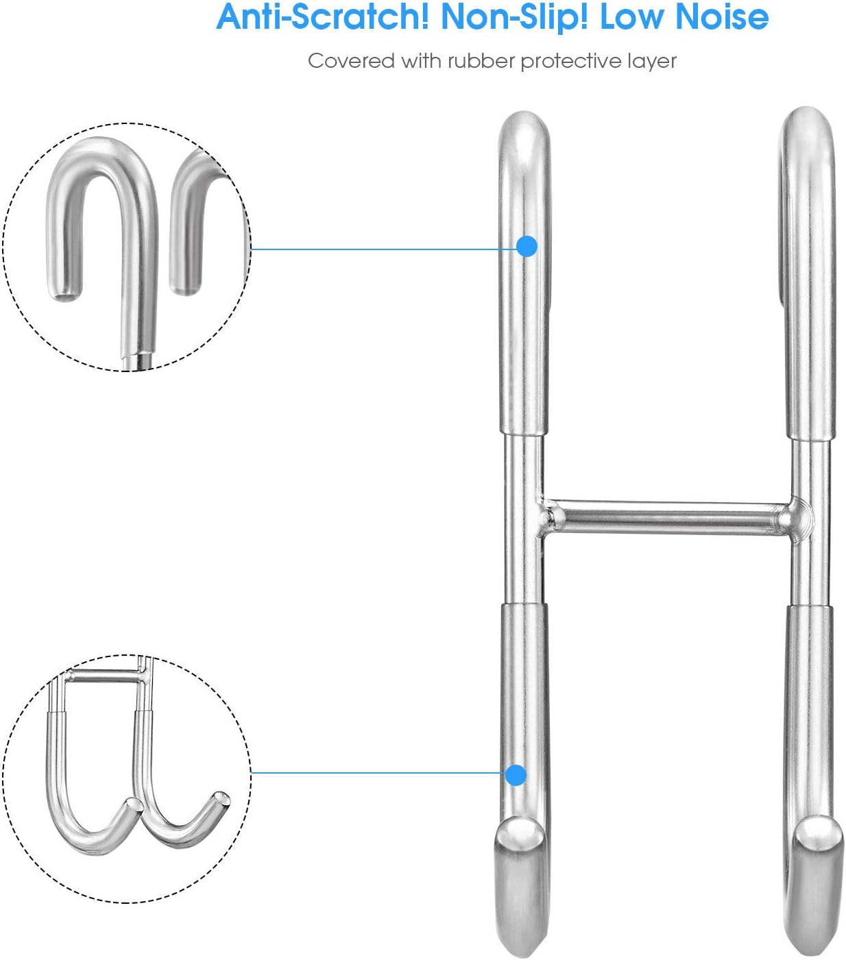 Shower Door Hooks 2 Pack, Pynsseu Bathroom Shower Towel Hook Over The Door, Over Shower Door Hooks for Towels Squeegee, Shower Hooks for Glass Door, Bathroom Towel Rack Hook