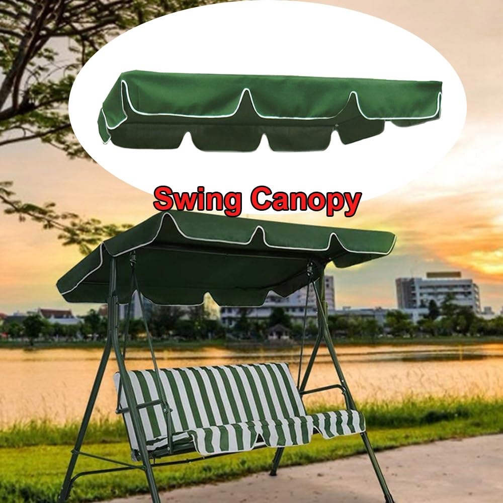 Copertura per Altalena Hollywood Impermeabile Baldacchino di Ricambio per Tettuccio Dondolo, Tenda da Sole per Altalena da Giardino 2/3 Posti(Dark Green,249x185cm(98x73inch))