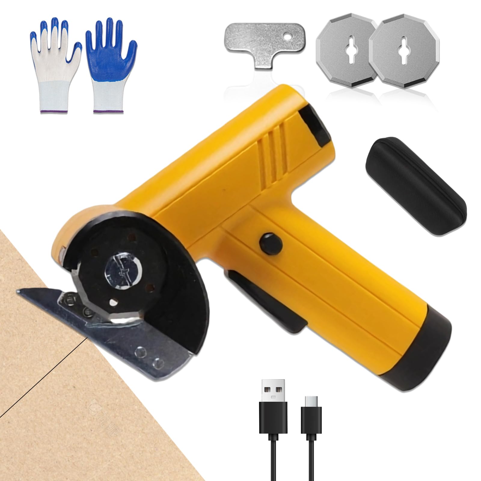 2026 New Rechargeable High-Speed Cardboard Cutter, 4V Rechargeable Cardboard Box Cutter, with LED Light, Safety Lock &amp; 2 Titanium Blades, Four Adjustable, Cut Cardboards/Leather/Fabric/DIY Craft