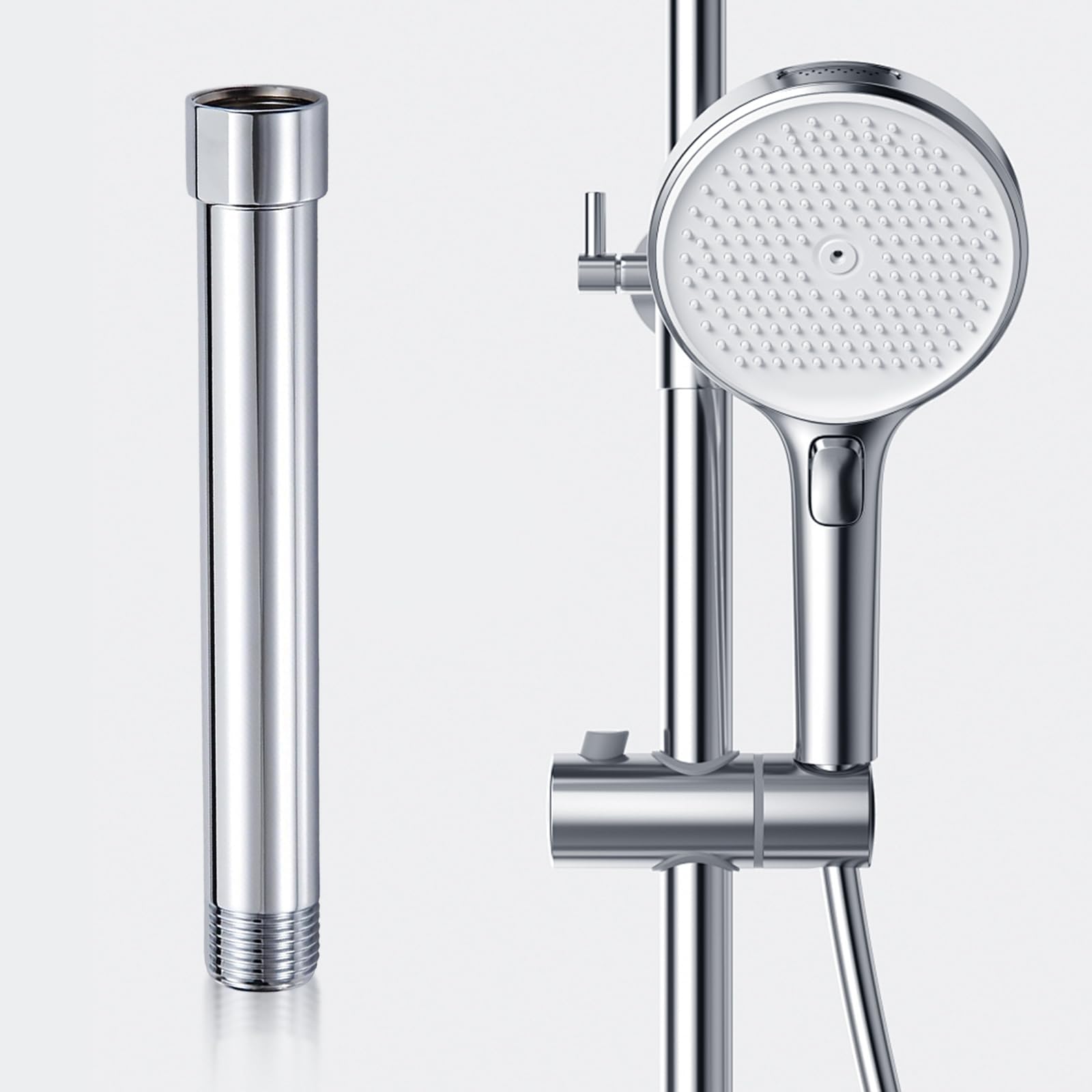GVSS - Extensión de ducha de 6 pulgadas, G1/2 pulgadas, alargador para cabezal de ducha de baño, con 2 arandelas, prolongador de columna para ajustar la altura del pomo