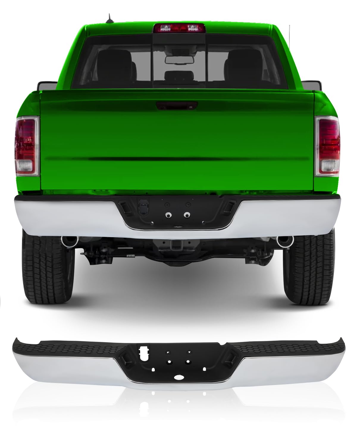 SCITOO Steel Chrome Rear Step Bumper Replacement for 2009-2010 for Dodge Ram 1500,2010 for Dodge Ram 2500,2011-2012 for Ram 3500 Rear Bumper Comes