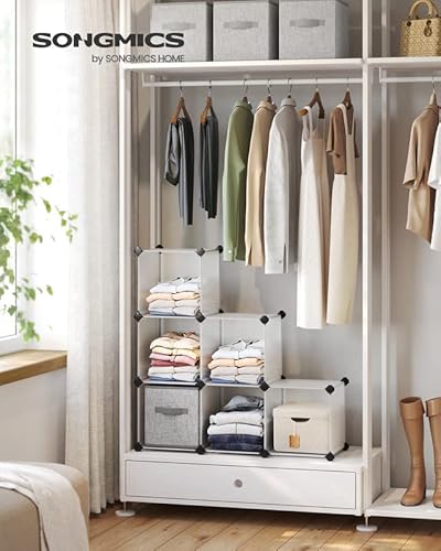 Songmics 6 Cube Storage Organizer, Diy Closet Shelf, Plastic Clothes Organizer, Modular Bookcase, High Load Capacity, With Rubber Mallet, White Ulpc06W #TOP1