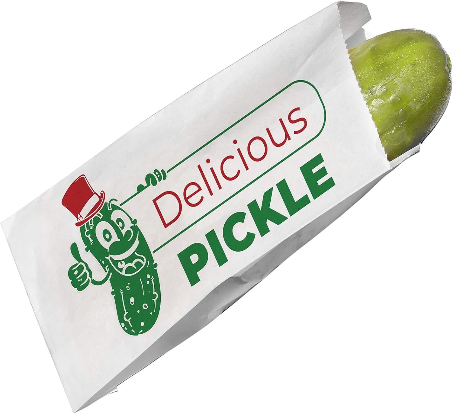 Durable Retro Design 6.5 in Dill Pickle Bag 50 Pk. Turn Your Party into a Carnival with Classic Vintage Paper Snack Sacks That Keep Pickles Fresh. Mess-Free Bags for Fundraiser or Concession Stand.