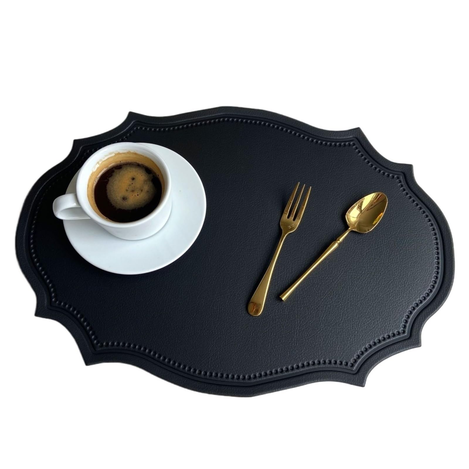 Green Oval Placemats Gift Table Decor Mats Pads Irregular Shape PU Leather Placemats Set Oil-Proof Place Mats(in Black,1pc 30x43cm)