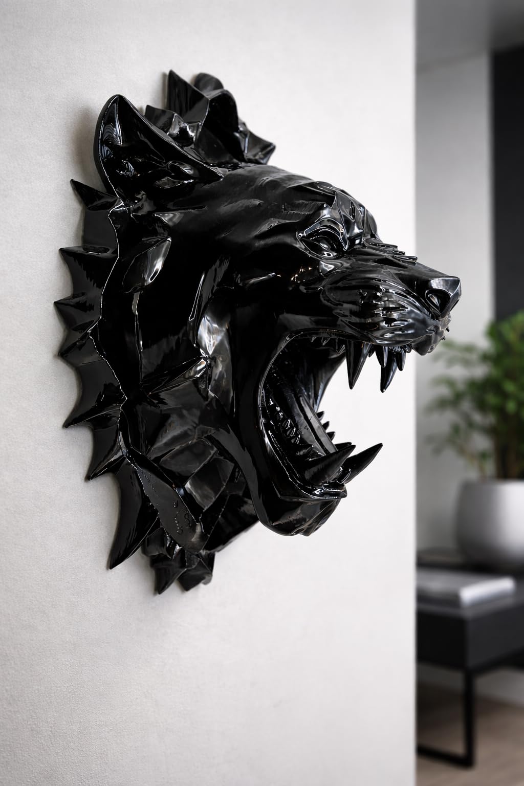 Nex-Home Testa Pantera da Parete Nera Lucida – Scultura Murale Moderna Made in Italy – Decorazione Luxury Dipinta a Mano per Casa, Salotto, Ufficio e Arredo Design Pronta da appendere contemporanea
