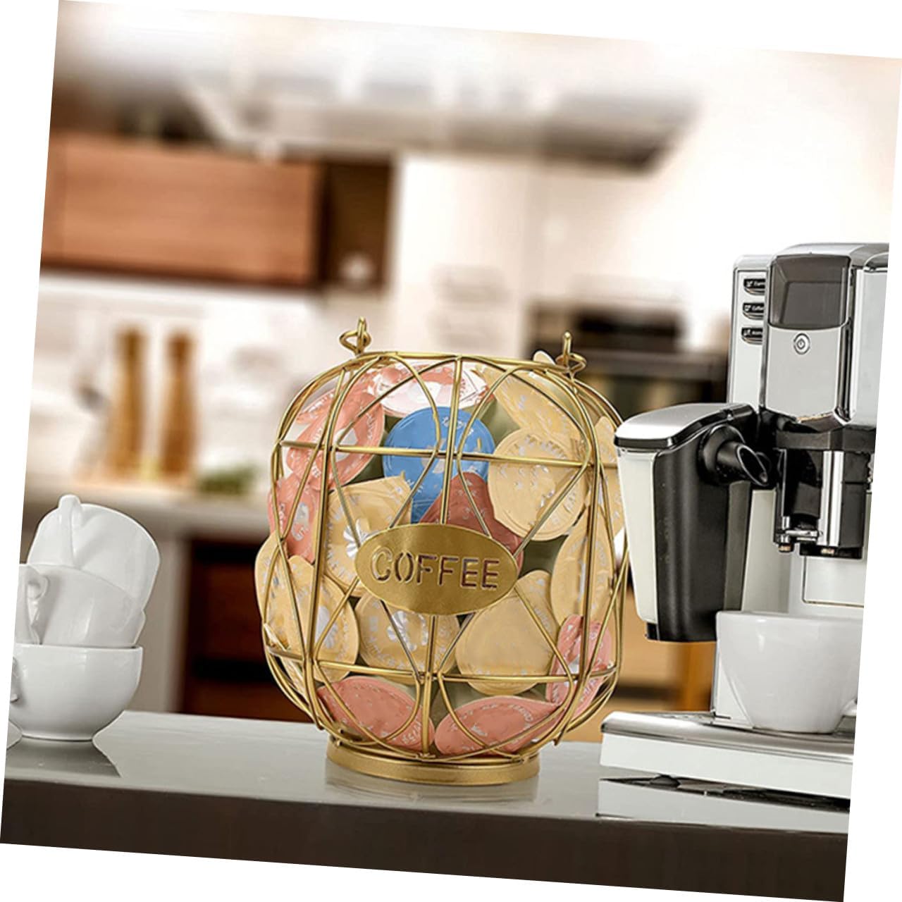Kichvoe Coffee Capsule Storage Basket Large Iron Coffee Pod Holder Countertop Organizer for Home Kitchen