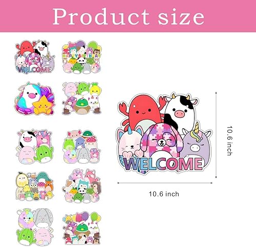 Miniatura 3 de 2 carteles de Squishmallow para colgar en la puerta del porche, suministros de fiesta de cumpleaños Squishmallow para decoración de pared de fiesta