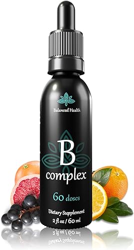 Gotas de complejo de vitamina B, 2 onzas, 60 dosis, las 8 vitaminas B, suplemento de apoyo de energía inmunológica sin OMG seguro para vegetarianos