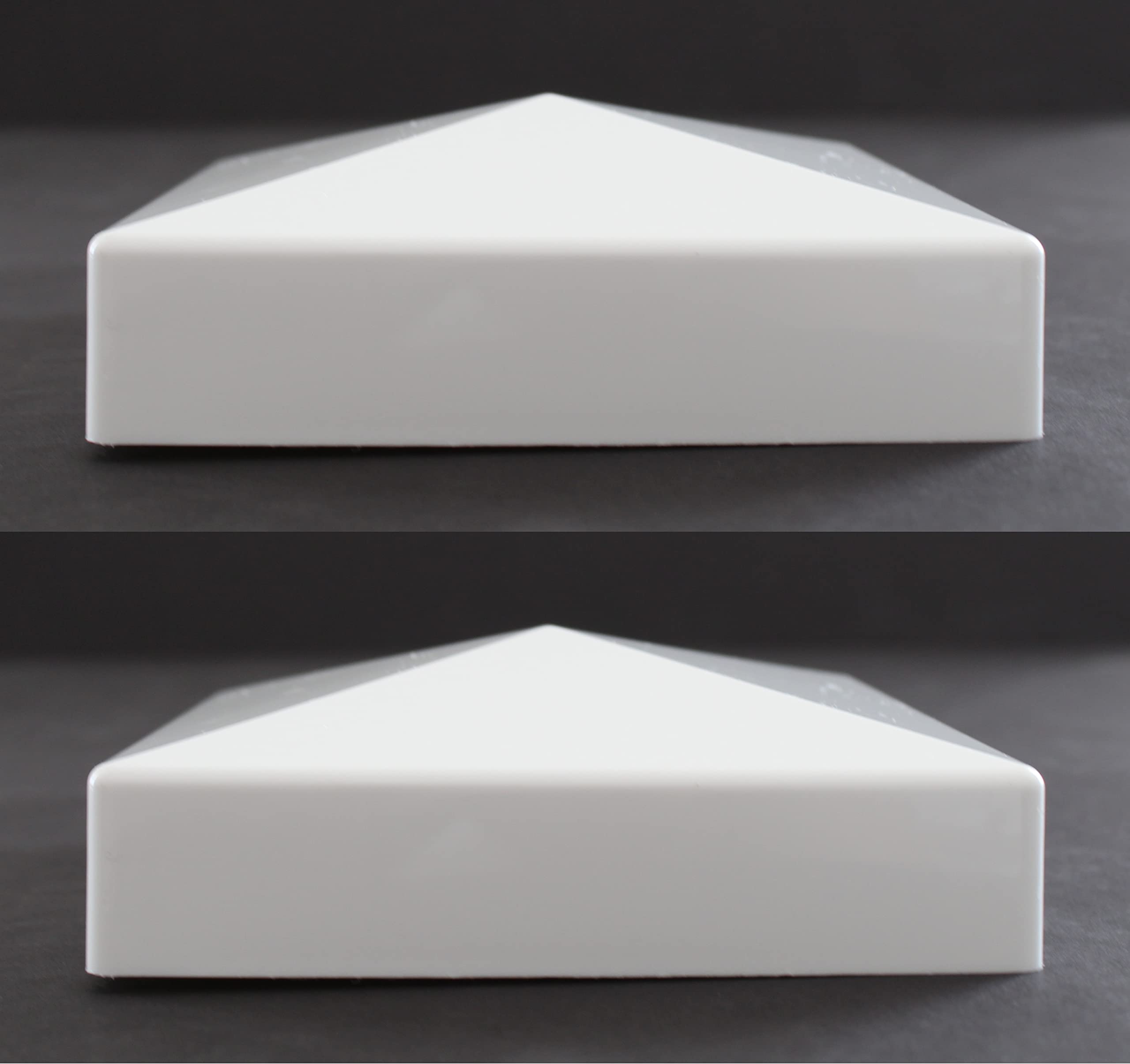 True 5x5 (127mm x 127mm) Plastic Pyramid Vinyl Fence Post Cap Black or White Multiple Quantities for True Actual 5" x 5" Vinyl Posts (2, White)