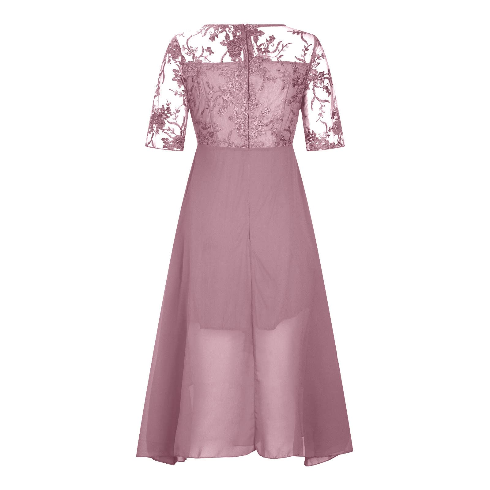Abendkleider Elegant Für Hochzeit Chiffon Spitze Cocktailkleid Festliche Kleider Halbärmeliges Kleid Damen Chiffonkleid Hochzeitsgast Brautjungfernkleider Ballkleid Prom Dress Partykleid Abendkleid