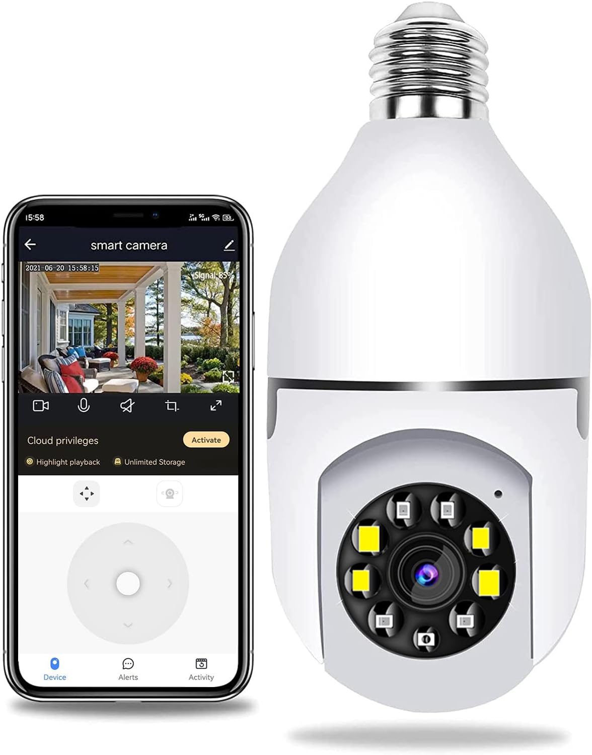 1080P Light Bulb Camera,Security Camera System with 2.4GHz WiFi,360