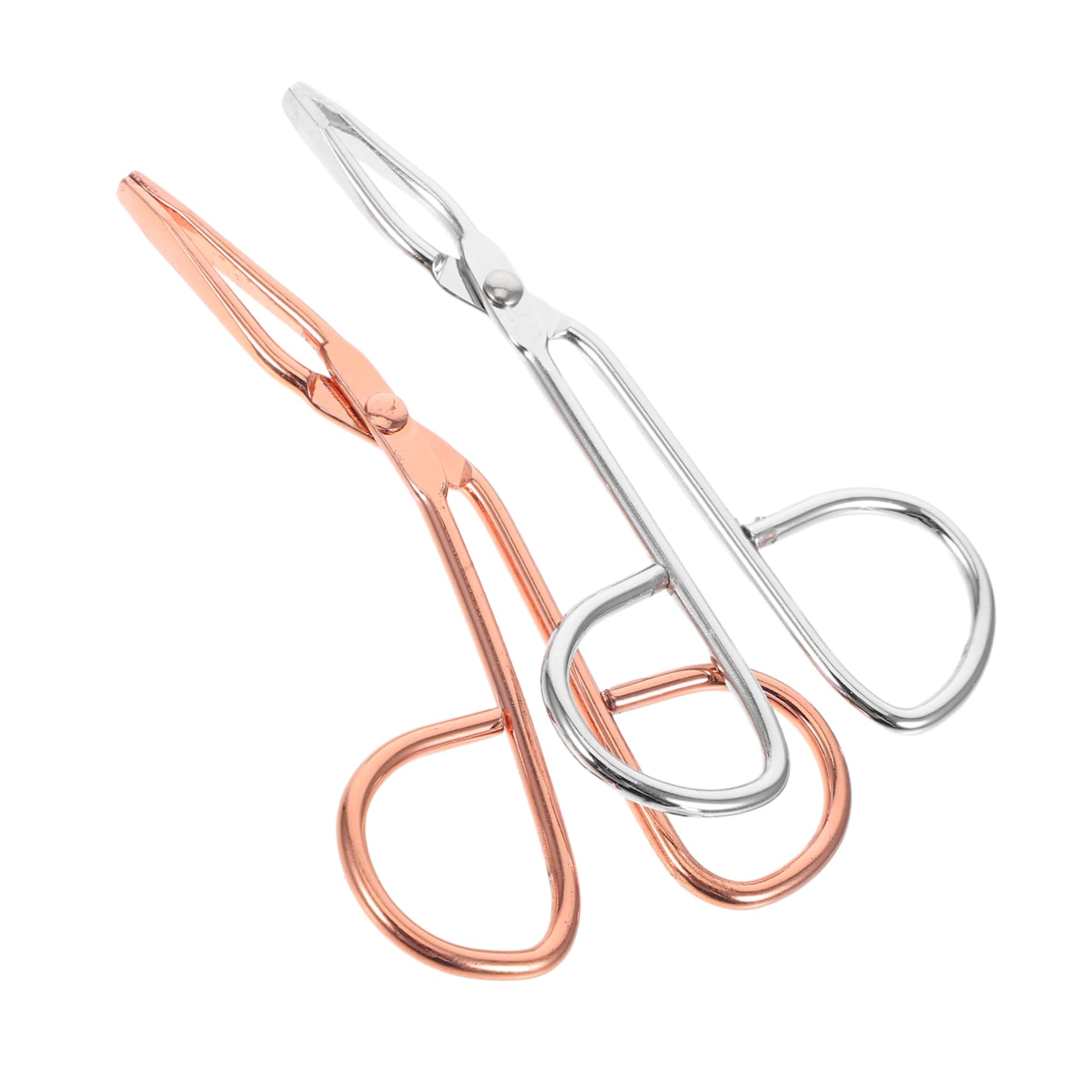 OUNONA 2PCS Stainless Steel Eyebrow Tweezers for Women Slant Tip Scissor Handle Tools and Portable Beauty Tools for Eyebrow Shaping and Eyelash Curling