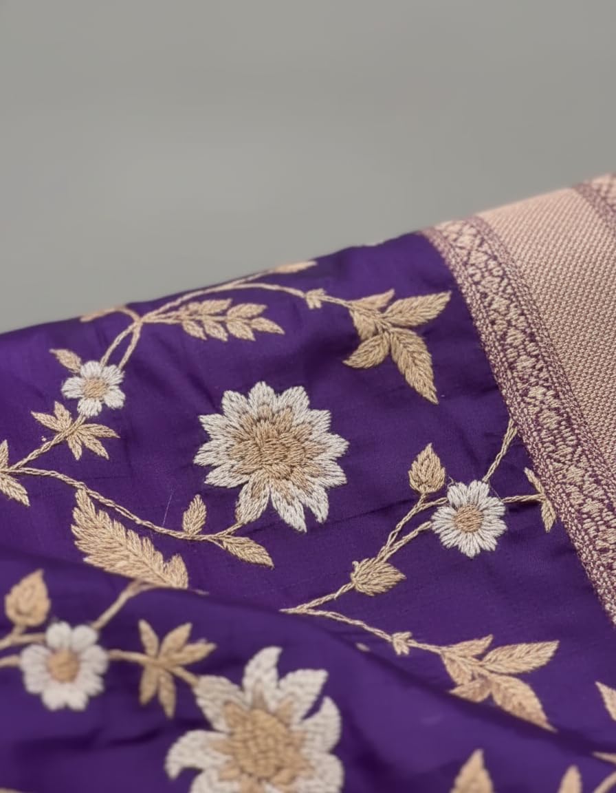 Vivatra Elegant Handloom Cotton Saree with Motif Design ? Lightweight & Soft Fabric Special Occassion (Pink_Violet) 1
