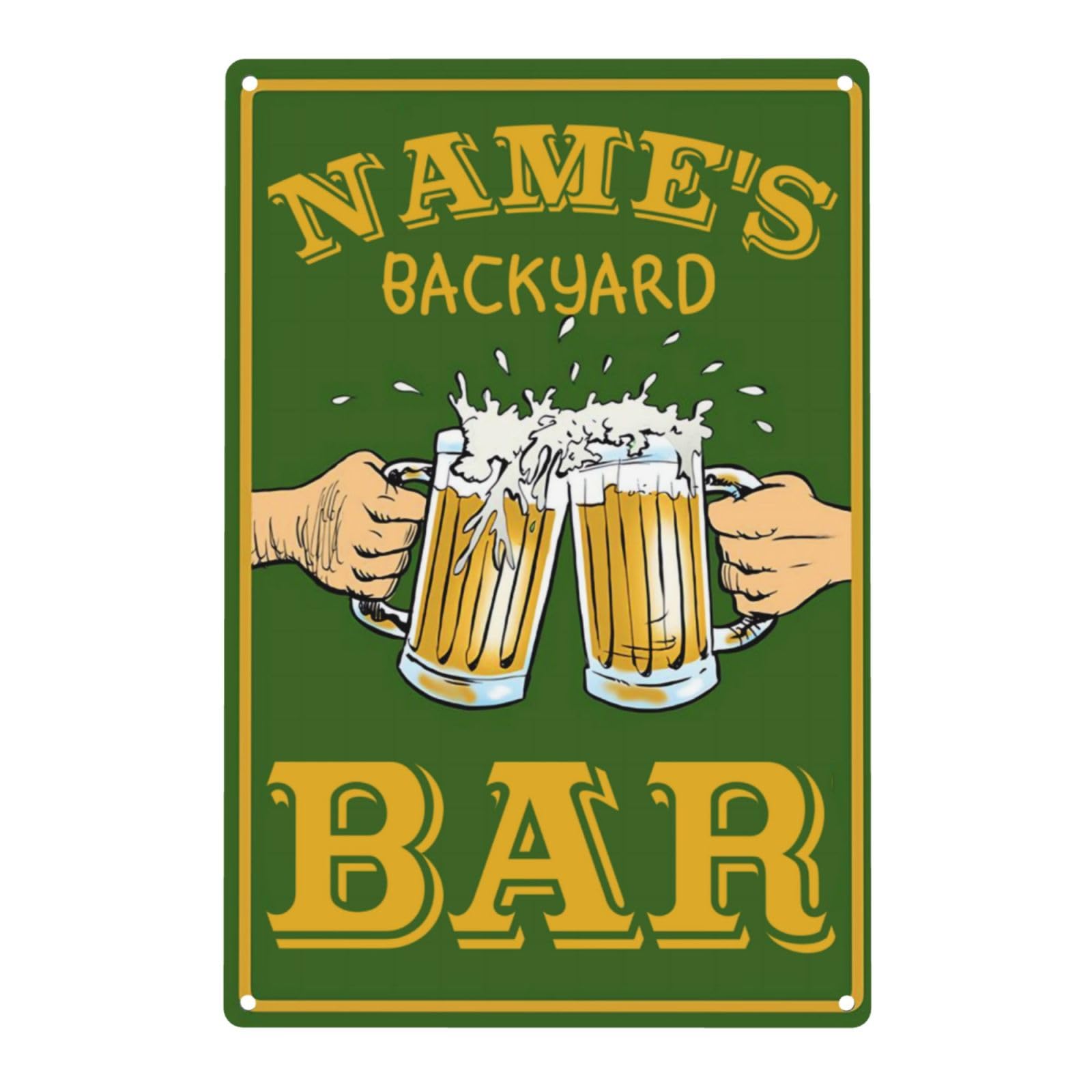 FUMUNA Personalized Custom Bar & Grill Sign Backyard Bar Decor For Home Man Cave, Kitchen, Pub & Diner Wall Art