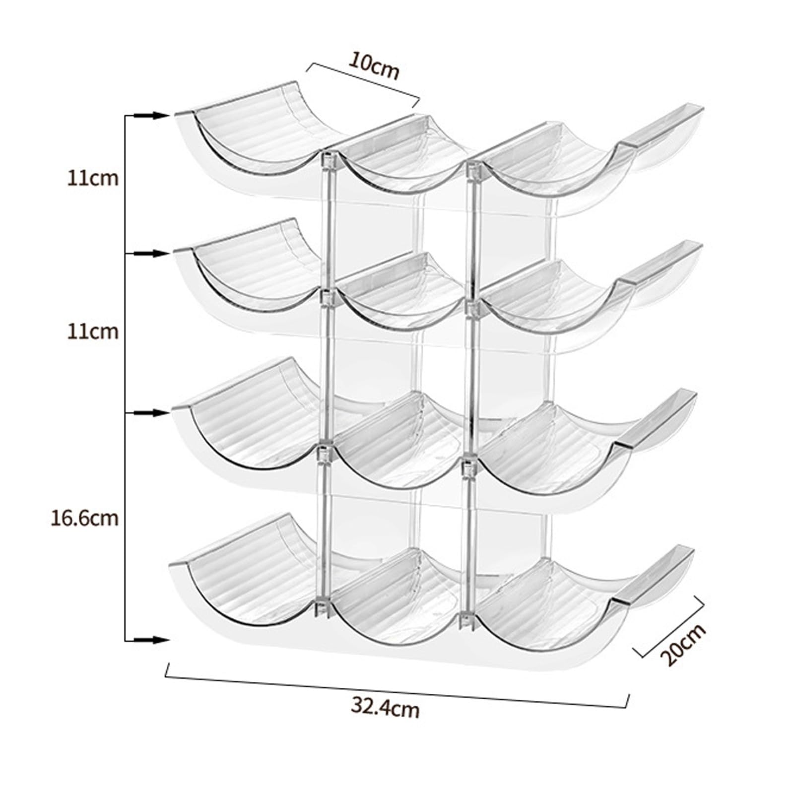 Organizador De Botellas, Mueble Botellero con Capacidad para 12 Botellas De Vino, Estantes para Vinos Transparente Apilables, Botellero Cocina, Adecuado para Armarios, Frigoríficos