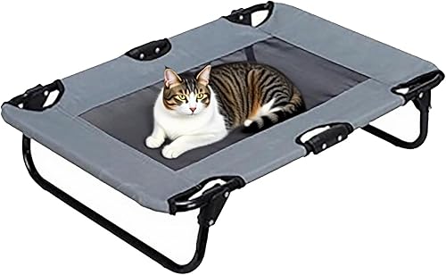 Miniatura 5 de Cama plegable elevada para mascotas, catre elevado portátil para perros con marco de acero, no requiere montaje, patas antideslizantes, camas