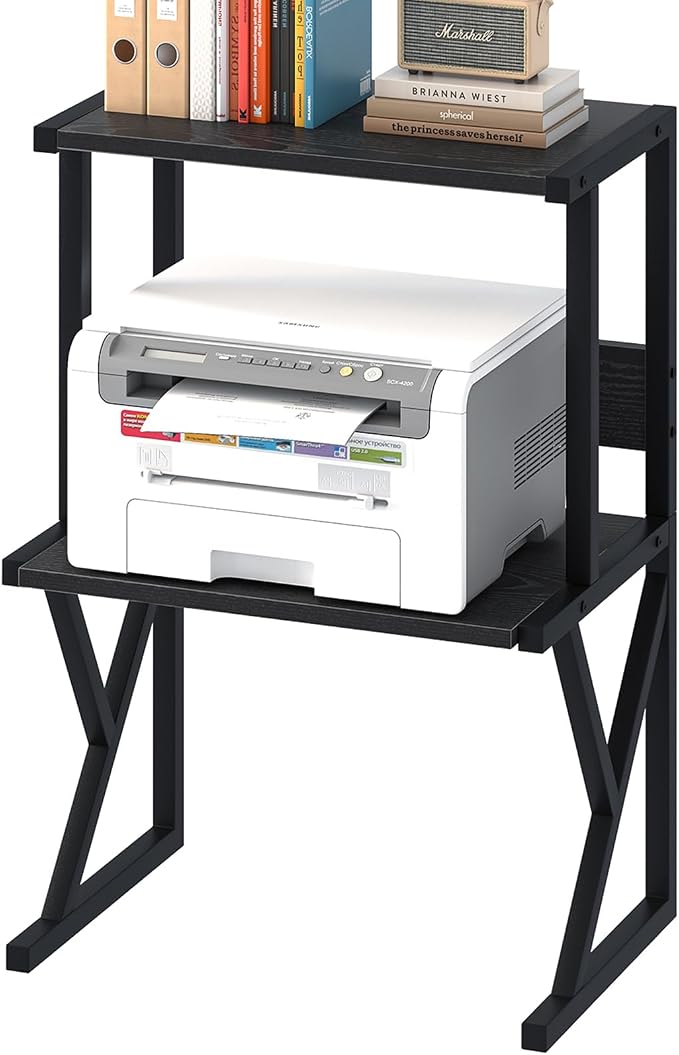 Soporte para impresora aboxoo para escritorio metal y madera miniatura 8