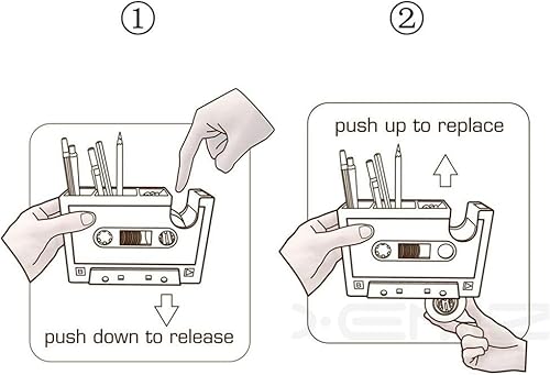 Miniatura 6 de Estuche creativo con cinta adhesiva, dispensador de cinta de casete retro, jarrón para cepillos, popular colección de escritorio de lápices,