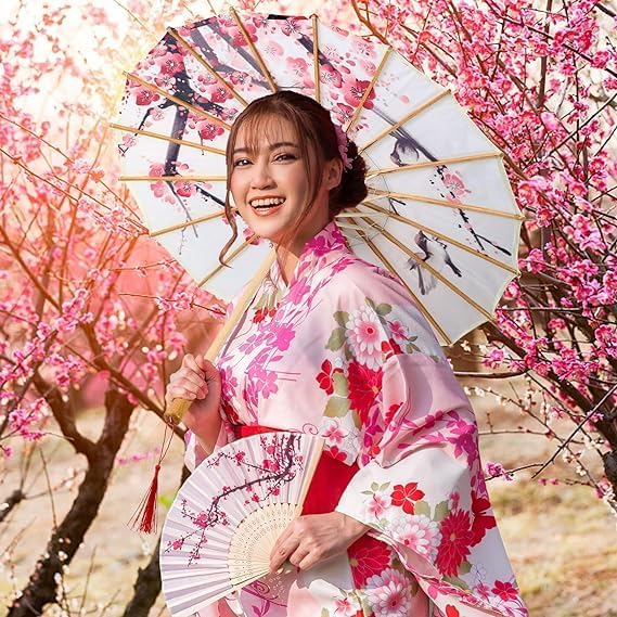 AYNEFY Small Size Handmade Oiled Paper Umbrella,Chinese Art Classical Dance Umbrella Plum Blossom Parasol Umbrella for Wedding Parties Photography Costumes Cosplay Decoration - Image 8