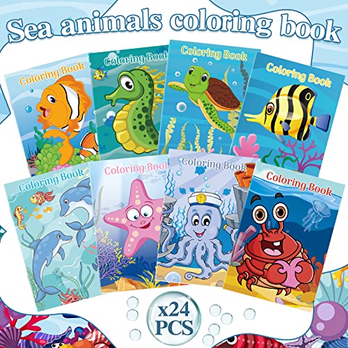 Jutom 24 Pcs Mini Ocean Coloring Books Bulk for Kids Adults Under The Sea Party Favors DIY Craft Mini Small Coloring Book for Home Activity Holiday Supplies Party - Image 3