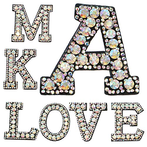 David Accessories 26Pcs A-Z Alphabet Letters Iron On Rhinestone Patches Sparking Beaded Sew On Applique Diy Decorations For Clothing Shoes Hats (26Pcs) #TOP3