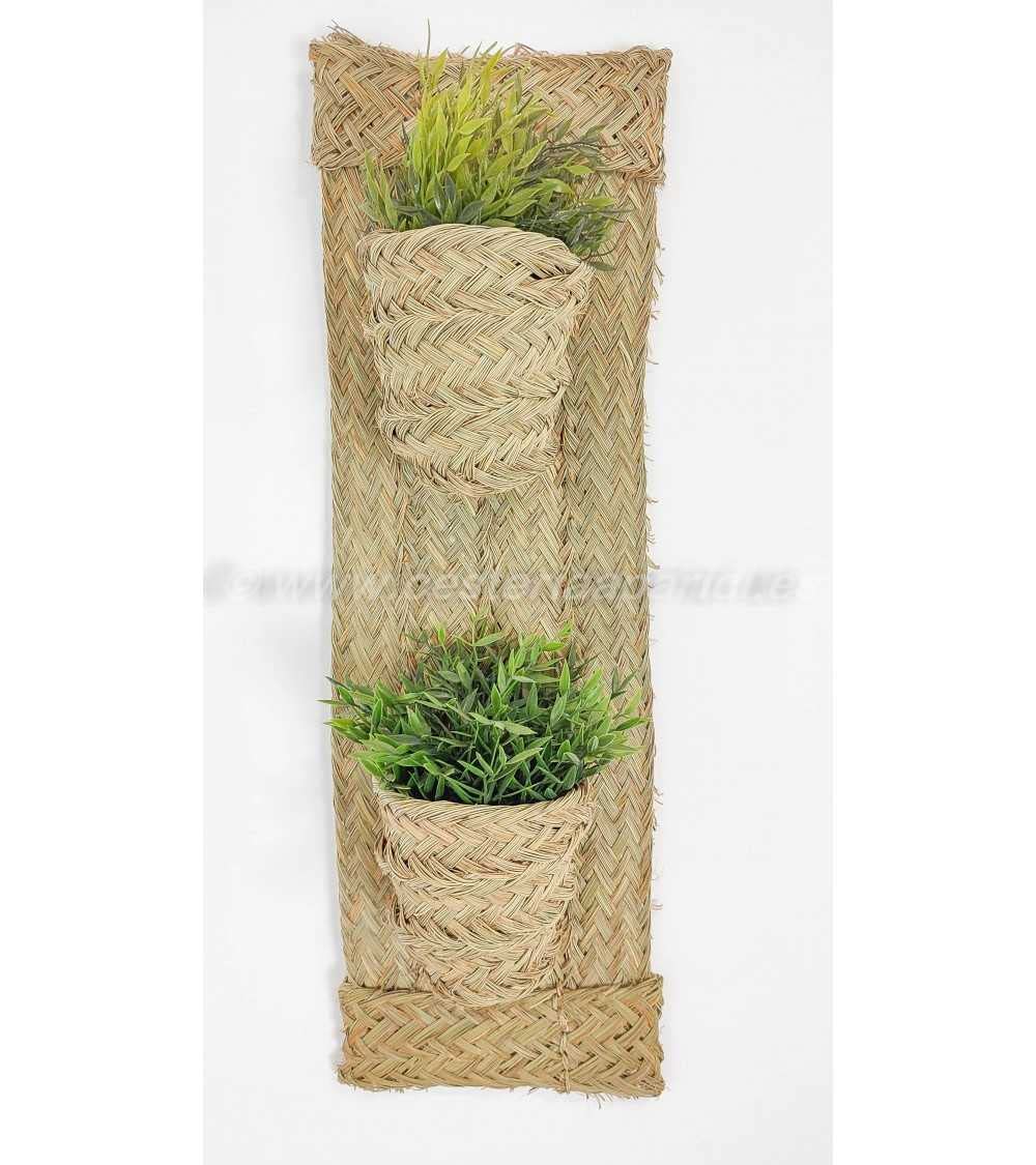 Cestería Aparici - Macetero Colgante de Esparto Natural para Plantas de Interior y Terraza. Cesto Artesanal de Pared para Decoración Rústica y Cocina. (Modelo Matoi, Ref. 4402).