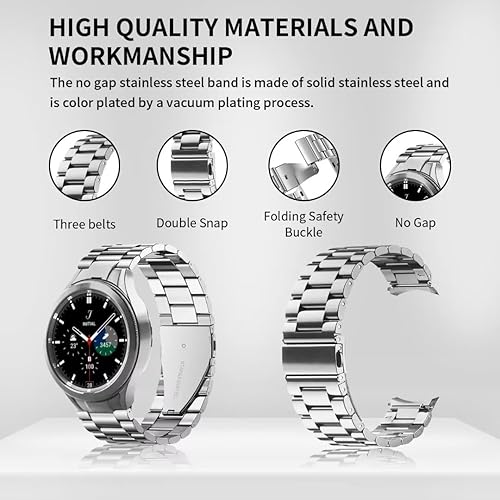 Vista 38 de GOLDTOLUCK No Gap Stainless Steel Band Compatible with Samsung Galaxy Watch 8 7 6 5 4 Classic FE Pro Ultra 40mm 44mm 46mm 43mm 47mm 45mm 42mm