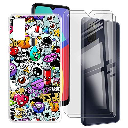 ZXLZKQ for Alcatel 1S 2021 (6.52 Inches) Case + 2 Tempered Glass Screen Protectors