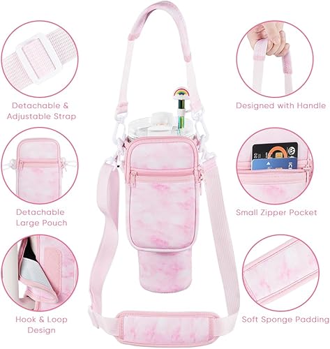 Miniatura 3 de Bolsa de transporte 3 en 1 para botella de agua con bolsillo para vasos Stanley de 40 onzas, soporte para botella de agua con correa para accesorios