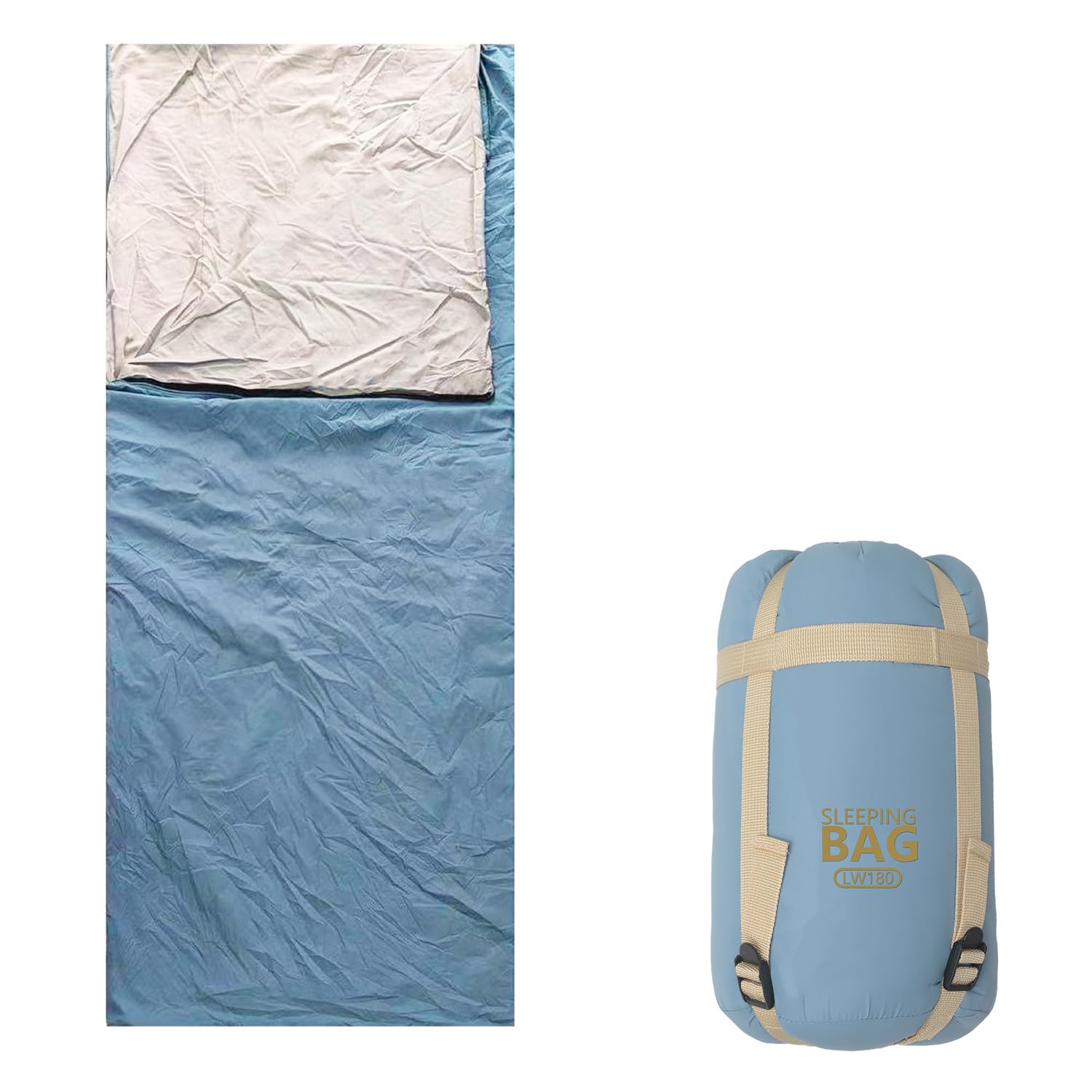 Compact Ultra Lightweight Sleeping Bag Envelope Backpacking Bag with Compression Sack for Adults Warm Weather Camping, Traveling, Hiking