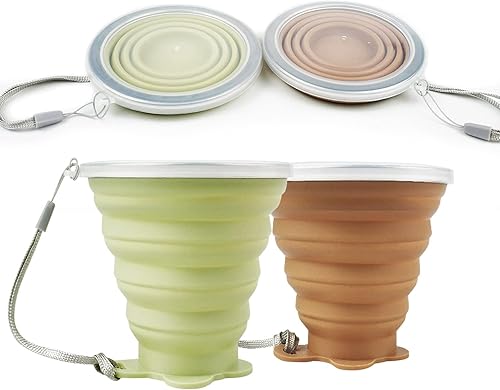 Miniatura 14 de JBER Taza de viaje plegable de silicona, taza de camping plegable de silicona con tapas, taza de bebida expandible para senderismo al aire libre