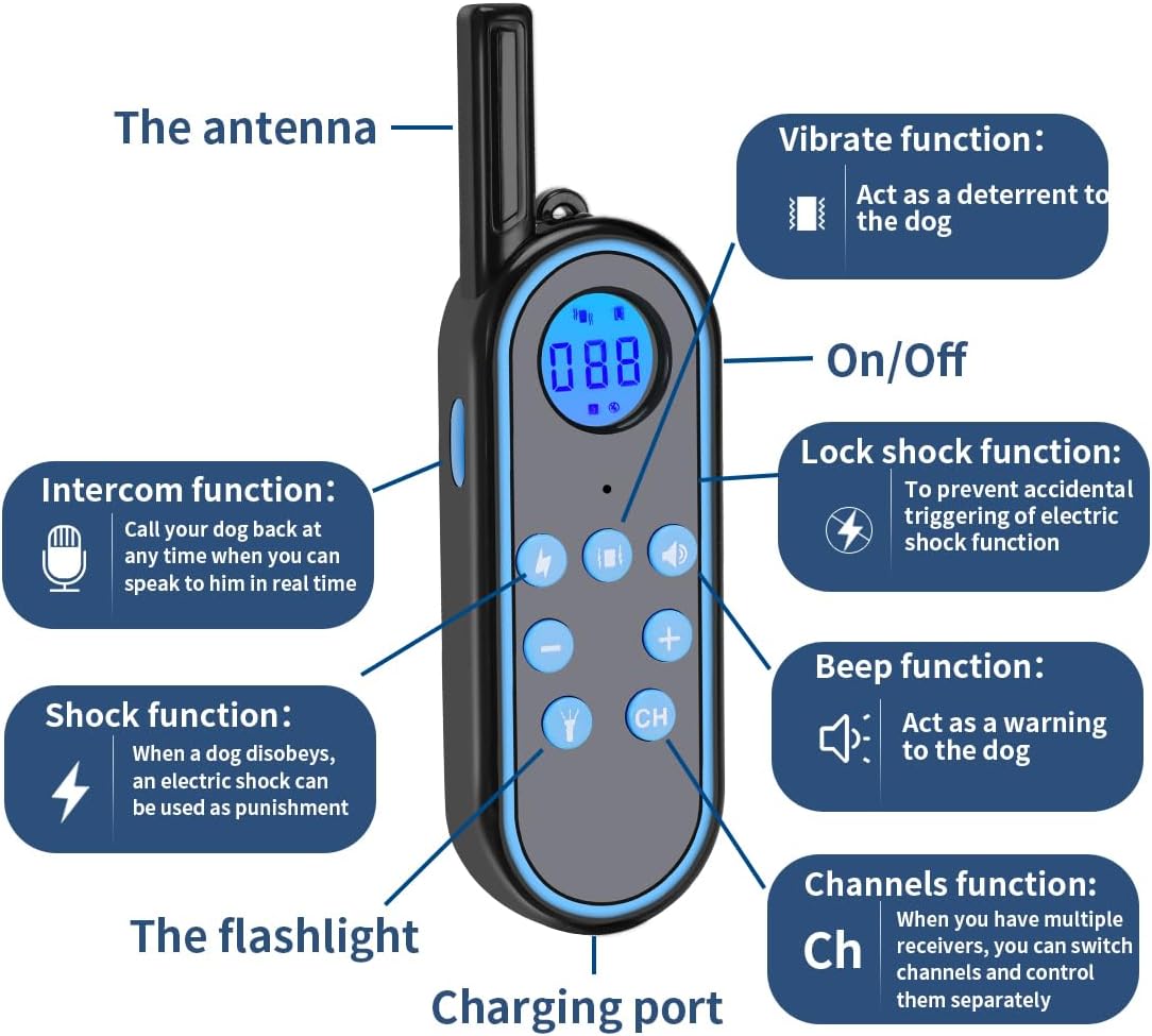 Voice intercom Dog Training Colla Shock Collar for Dogs Rechargeable -3300FT Dog Training Collar with Remote for Small, Medium & Large Dogs Voice intercom Dog Training Collarvoice intercom （1for2）