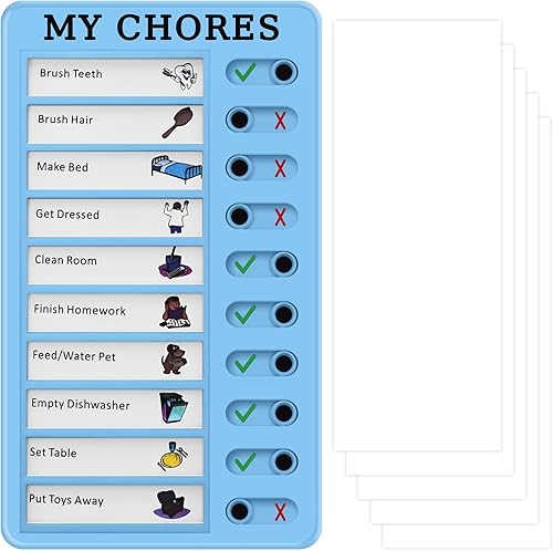 Miniatura 9 de Tabla de tareas para niños, tabla de tareas para niños, lista de tareas para niños pequeños con 1 tablero de tareas y 5 tarjetas de papel en blanco