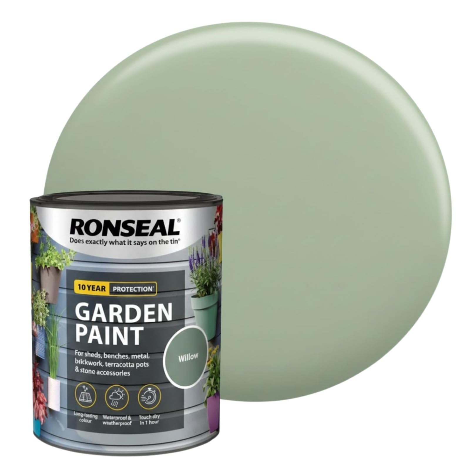 Milena Willow Garden Paint 250ml, Water Based Wooden Paints, Fast Drying Matt Finish, Long Lasting Fade Resistance Fence Paint, DIY Colour for Brick, Flower Pots (Willow, 250 M L)