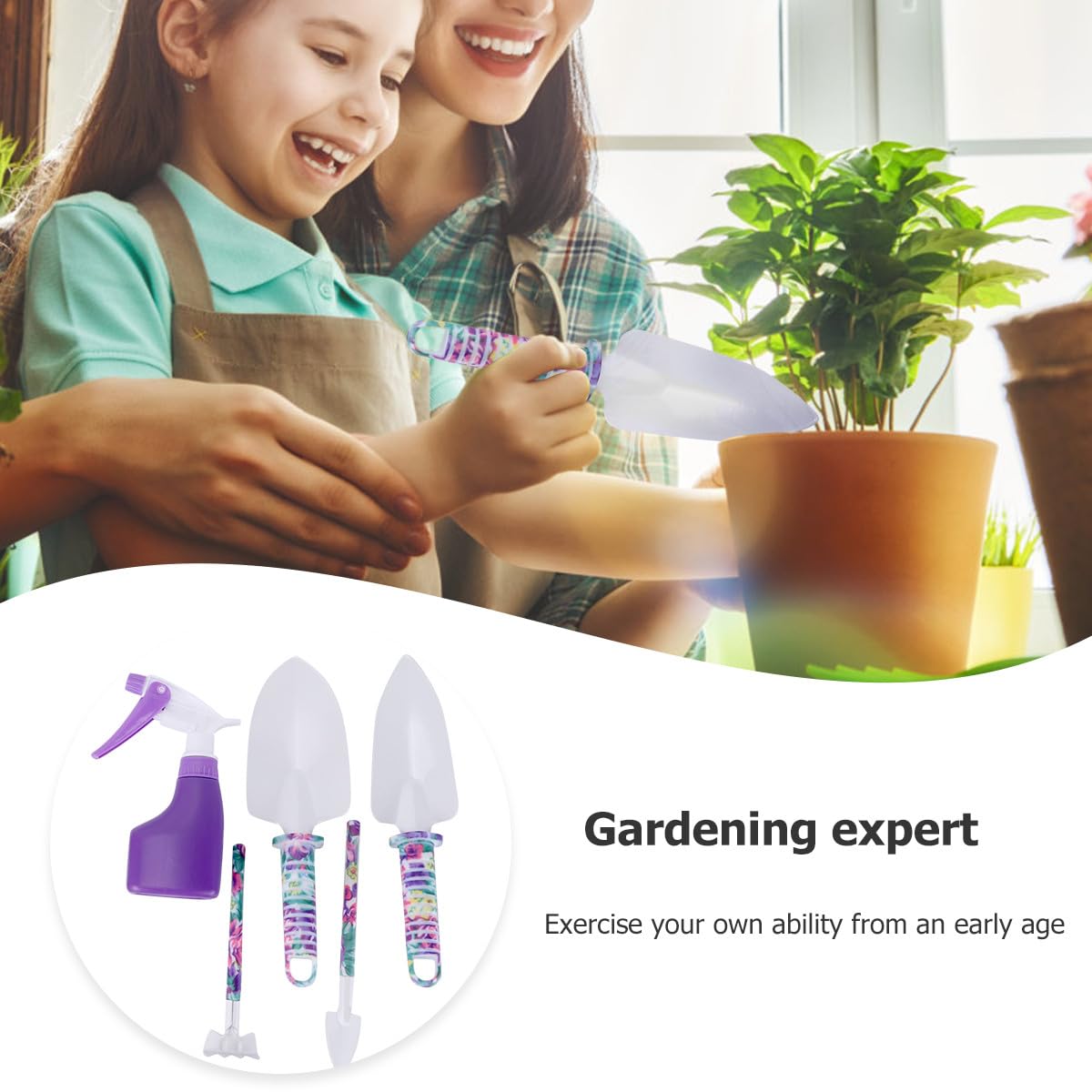 Mipcase 10 Stück Teiliges Gartenwerkzeug Set in Lila mit Rechen Gartenschere Schaufel und Sprühflasche für Männer und Frauen für Gartenarbeit Pflanzenpflege und Erde Lockern für Anfänger