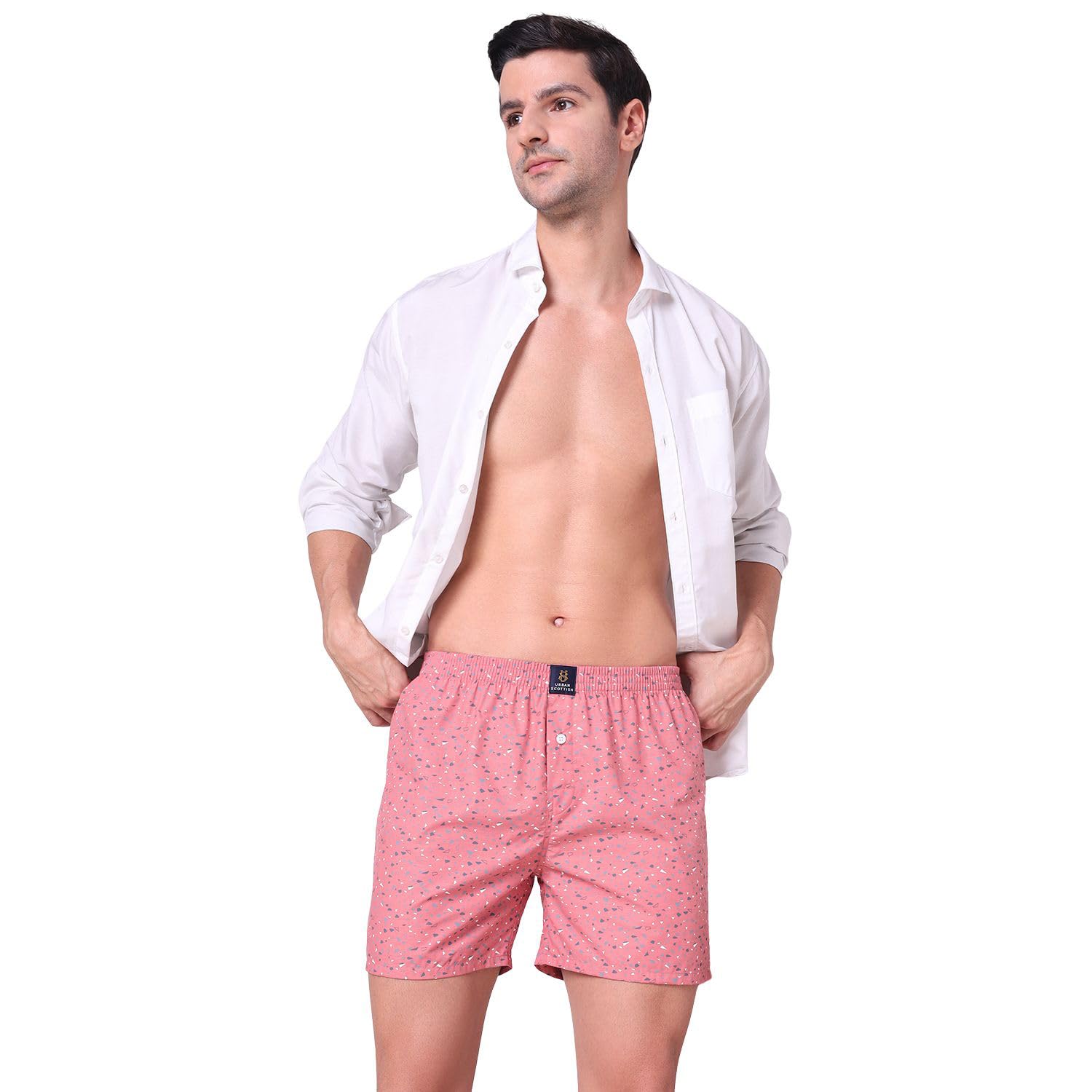 urban scottish Men's Cotton Printed Boxer (USBX071-L) Pink-picture-30