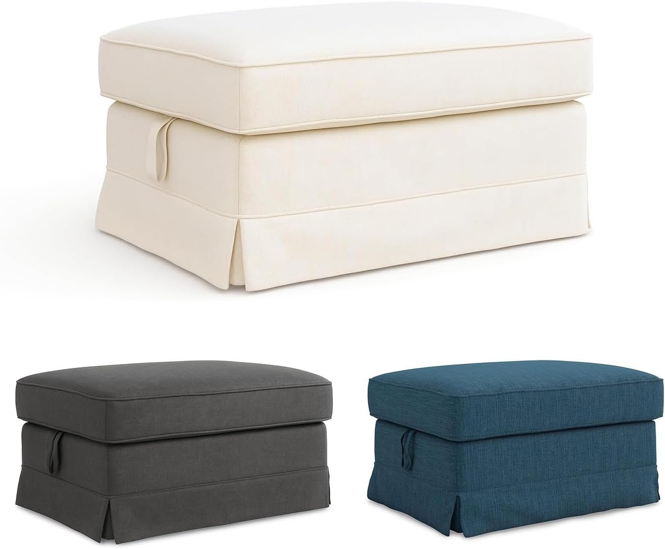 FMCTLEktorp Sofa Cover Replacement for IKEA Ektorp Sofa Slipcover,Ektorp Couch Cover Only (Ottoman Cover-White)