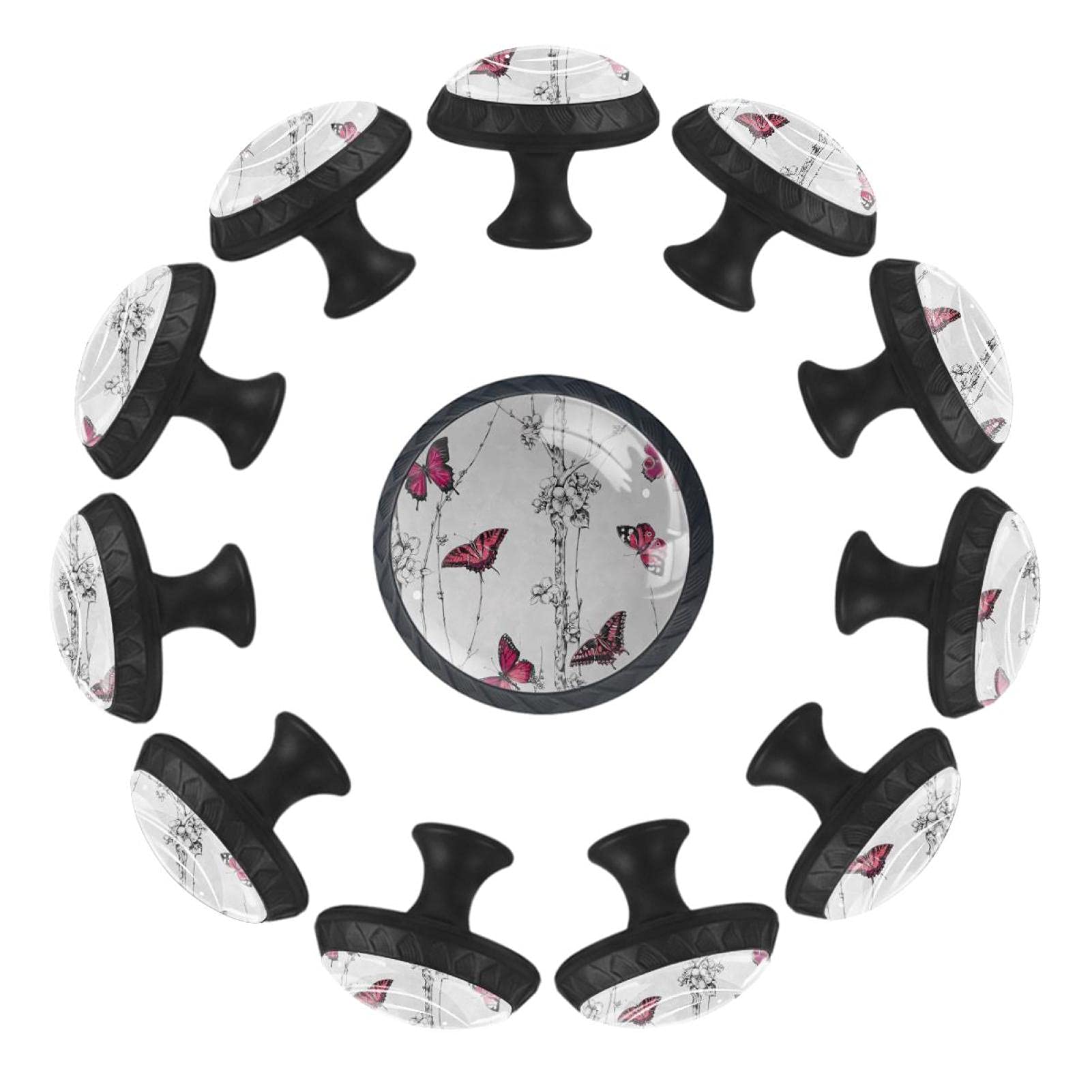 Poignées de commode en verre cristal et boutons de tiroir papillon AISSO