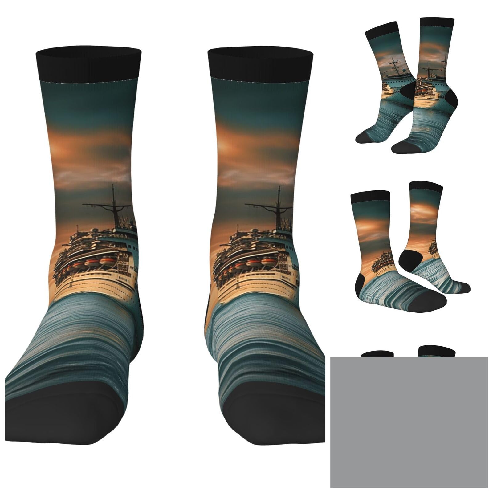LZQPOEAS Cruise Ship Athletic Socks Unisex Cushioned Crew Socks Hiking Running Calf Sock Soft Above Ankle Sock