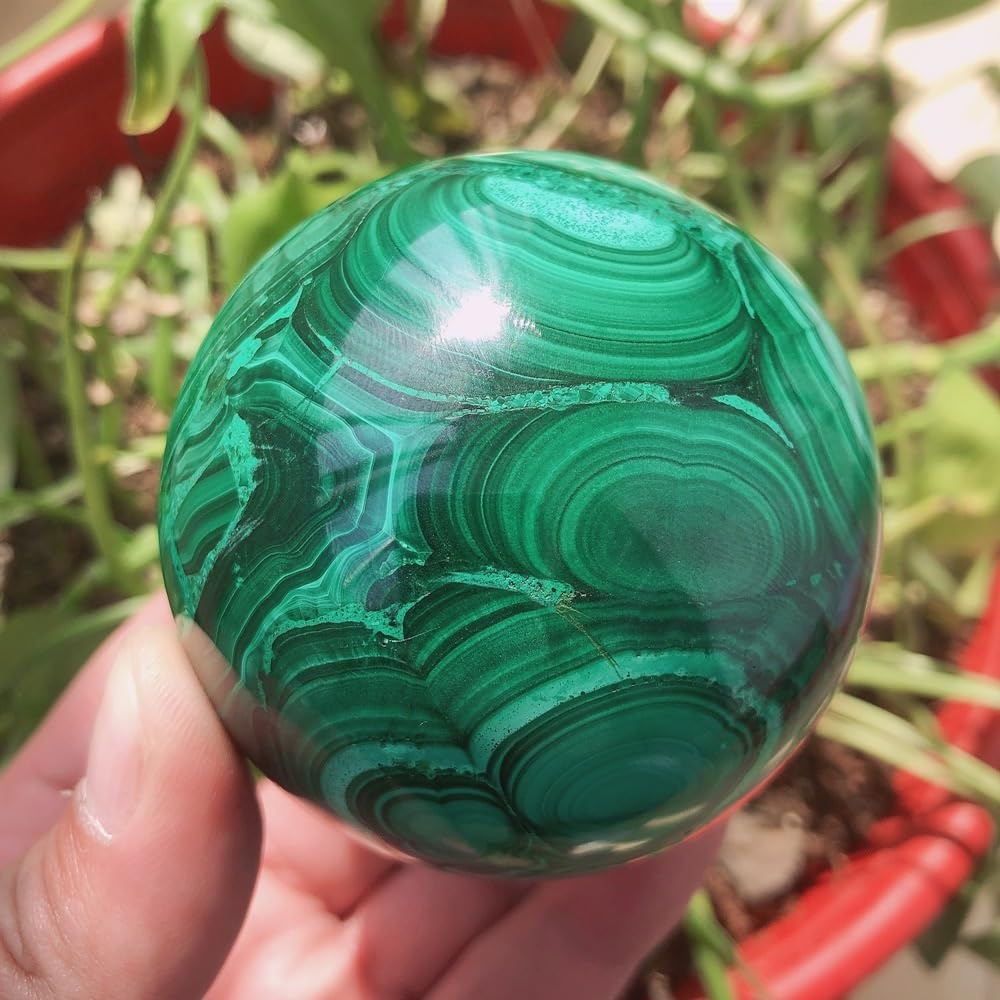Pierre de malachite boule quartz cristal 6cm, accessoire décoration maison