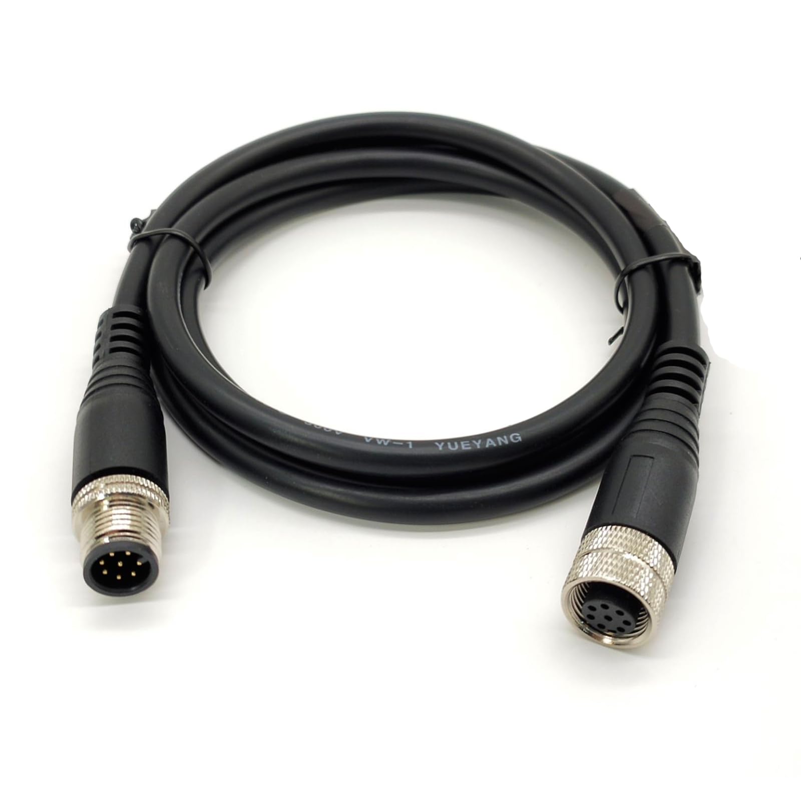 GXMRHWY M12 8-Pin Extensin Cable A Coding Male to Female Straight Connector AWG24 PVC Black Cable 1 Meter