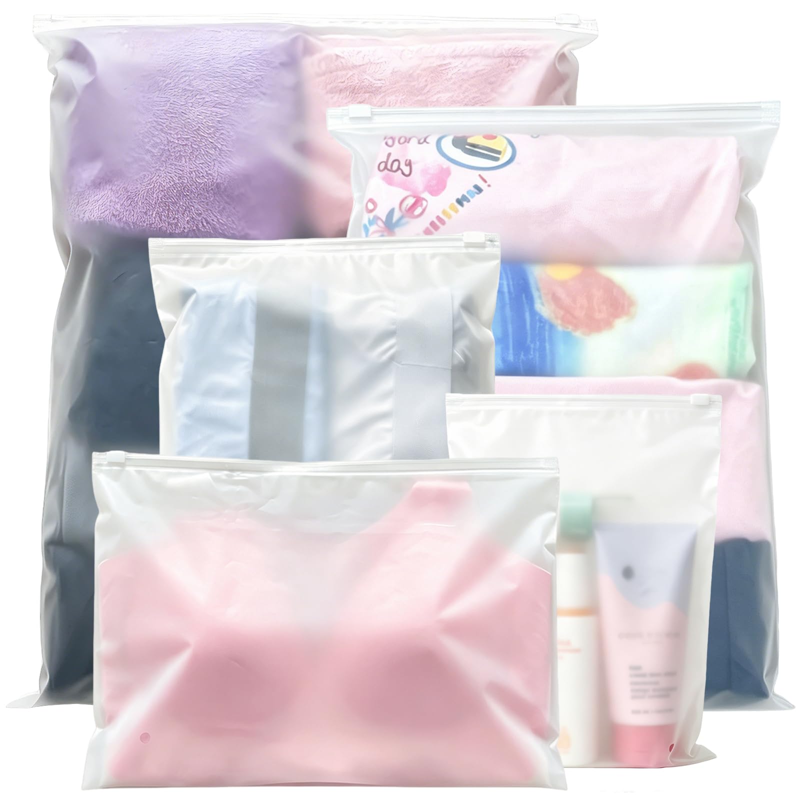 25Pcs Reusable Ziplock Bags Frosted Home Clothes Storage Travel Organiser