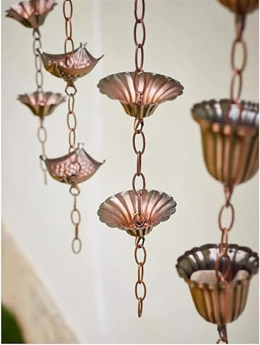 Miniatura 6 de Cadena de lluvia de hierro galvanizado para canalones, atrapador de lluvia de drenaje de aleros, decoración de jardín al aire libre para techo de