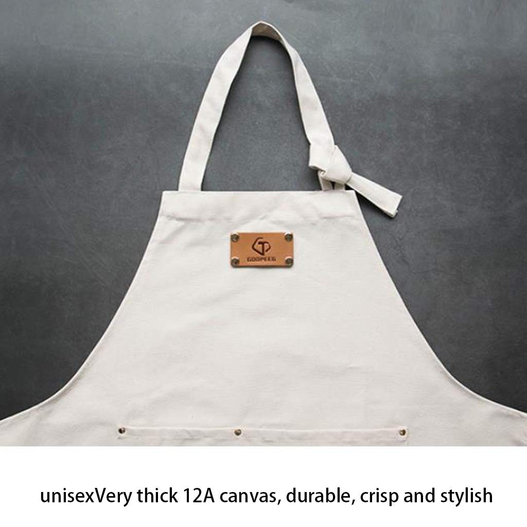 WDX- Delantal blanco floral simple moda blanco lona delantal barista pintura artesano trabajo seguridad (Talla : C)