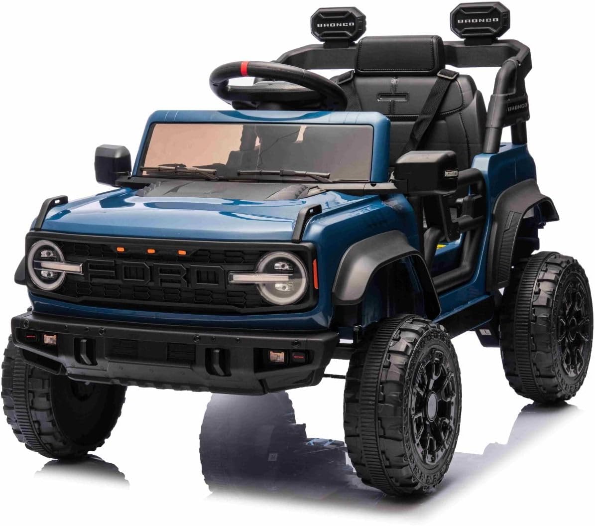 Bronco Coche Eléctrico Infantil 1 Plaza Licencia FORD, Azul, Batería de Litio, Mando a Distancia 2,4 GHz, Reproductor MP3 con Entrada USB, Luces LED, Motor 2×25W