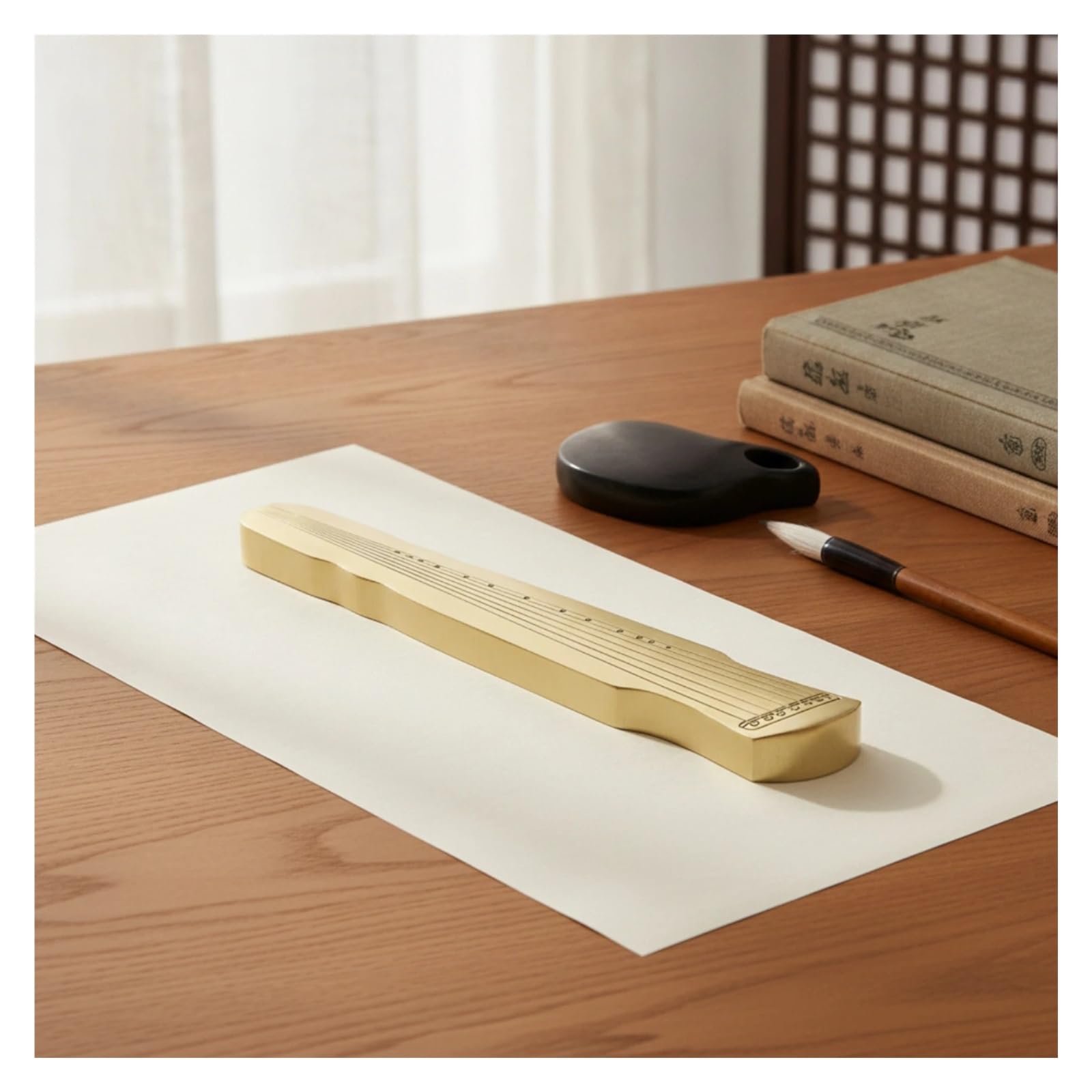 Peso for Calligrafia Lucido Con Righello Fermacarte In Ottone | Fermacarte for calligrafia Cancelleria brillante decorativa for calligrafi(Small - Single)