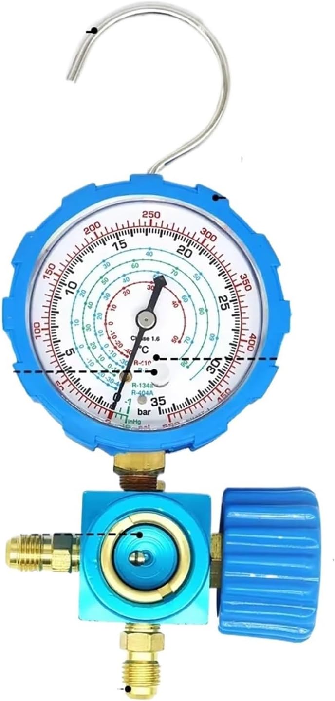 Air Condition Gauge Set For R410A R22 R134a R404A Refrigerants Manifold Gauge Manometer Valve 800psi/500psi with Visual Mirror(B Low pressure)