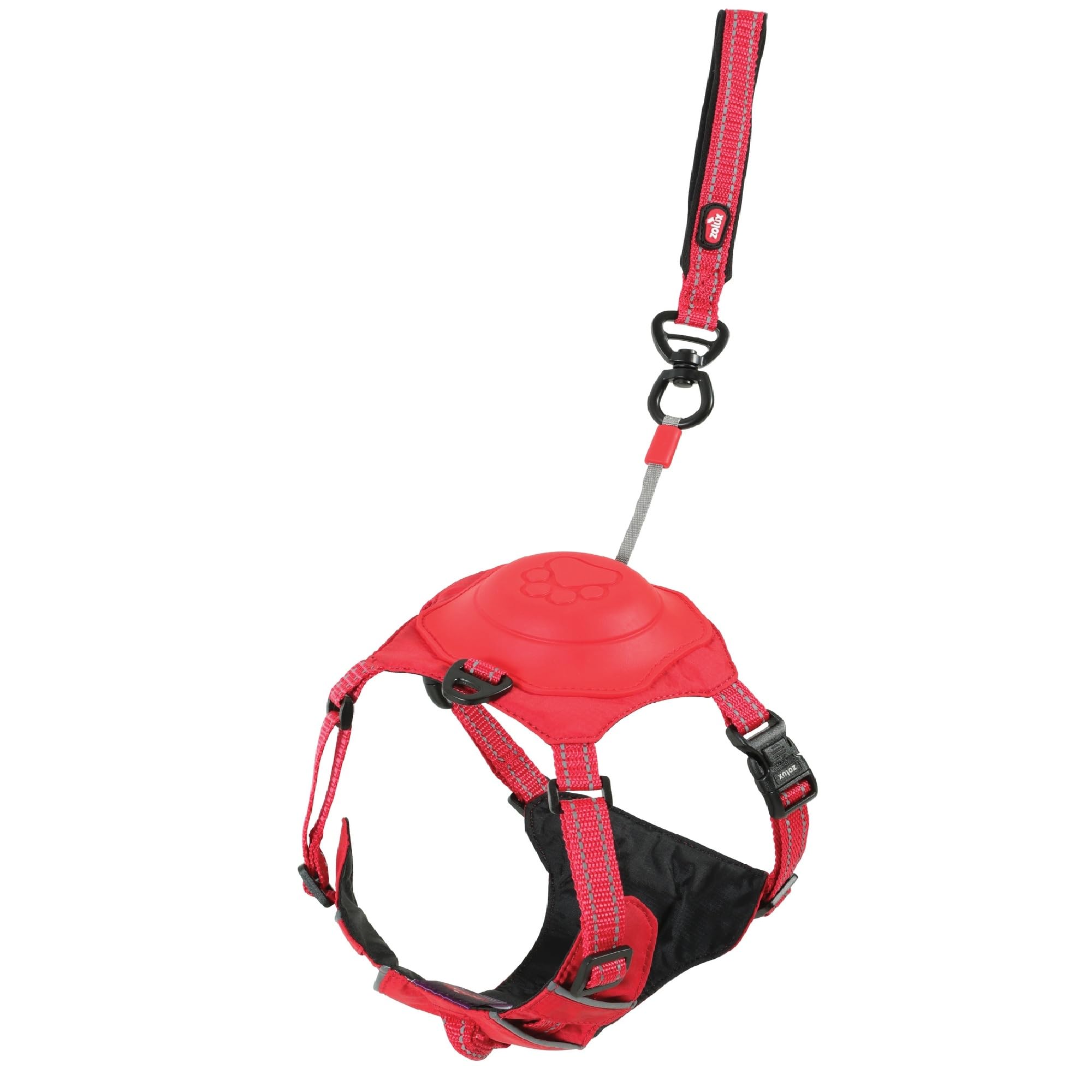 Zolux Easy Ride Arnés para perro con correa de enrollador integrada, talla S, rojo, transpirable, reflectante, ajustable, circunferencia de pecho 41-54 cm, 164 g