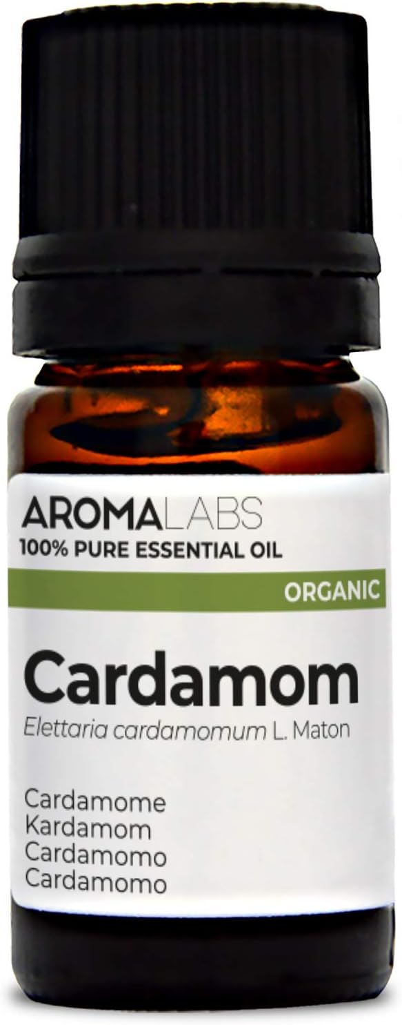 BIO - Cardamom Essential Oil - 5mL - 100% Pure, Natural, Chemotyped and AB Certified - AROMA LABS (French Brand)