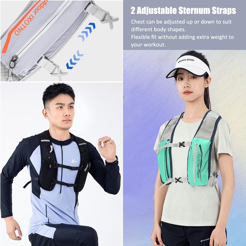 Mochila de chaleco de hidratación para correr, mochila ligera de 5 litros, correas ajustables en el pecho, chaleco de hidratación para correr, con bolsa de vejiga de agua o termo suave